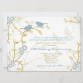 Song Birds Blue Gold Diamond Wedding Jubileum Kaart (Voorkant)