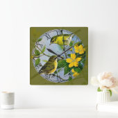 Song Birds die spelen in Tree Fine Art Roman Numor Vierkante Klok (Huis)