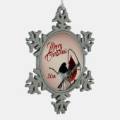 Song Birds kerstversiering Tin Sneeuwvlok Ornament (Links)
