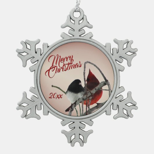 Song Birds kerstversiering Tin Sneeuwvlok Ornament (Voorkant)
