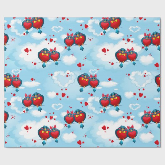 Song Birds Love Pattern Cadeaupapier (Vlak)