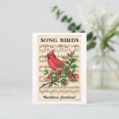 Song Birds Northern Kardinaal Briefkaart (Staand voorkant)