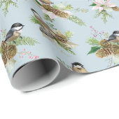 Song Birds Poinsettias en Pine Cones Cadeaupapier (Rol Hoek)