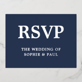 Song Choice Navy Blue Classic Folie RSVP-kaart Uitnodiging Briefkaart