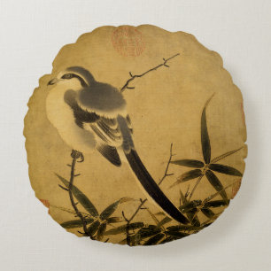 Song Dynasty Bamboo & Shrike Bird Rond Kussen