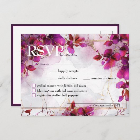 Song & menu Fuchsia Enchantment: Waterverf (Voorkant / Achterkant)