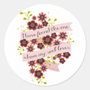 Song of Solomon Love Quote Romantic Floral Ronde Sticker
