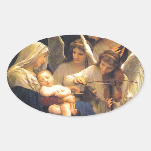 Song of the Angels, William-Adolphe Bouguereau Ovale Sticker