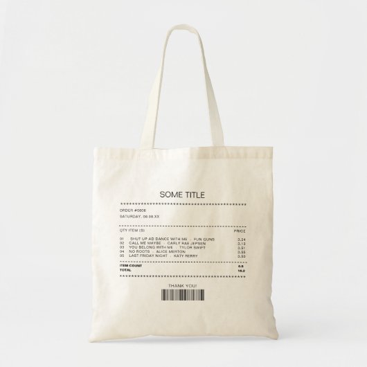 Song Ontvangst Afspeellijst Esthetische Trendy Min Tote Bag (Voorkant)