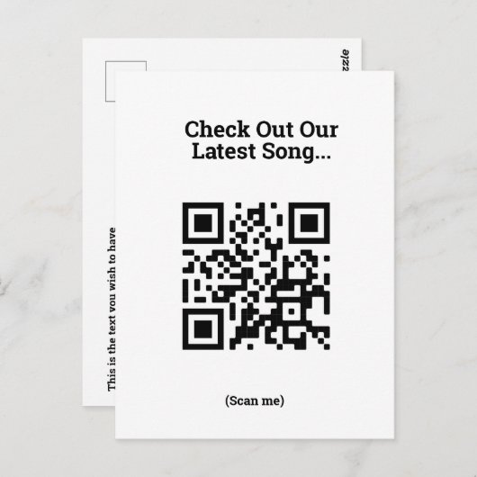 Song Promotion - QR Code Design Briefkaart (Voorkant / Achterkant)