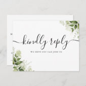 Song Request Greenery Leaves Script RSVP-kaart Uitnodiging Briefkaart (Voorkant / Achterkant)