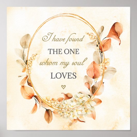 Song Solomon 3:4 Elegant Autumn Floral Bible Poster (Voorkant)