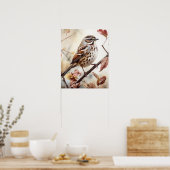 Song Sparrow Bird Art Print Poster (Keuken)
