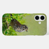 Song Sparrow Bird Painting Aangepaste naam Case-Mate iPhone Case (Achterkant (horizontaal))