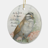 Song Sparrow die hij over me kijkt Bijbelcitaat Keramisch Ornament (Links)