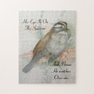 Song Sparrow die hij over me kijkt Bijbelcitaat Legpuzzel