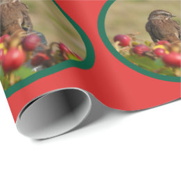 Song Sparrow en Rozenbottels Vakantie Cadeaupapier