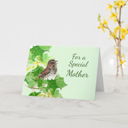 Song Sparrow Moederdag Appreciation Kaart (Gele Bloem)