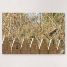 Song Sparrow on Fence Legpuzzel
