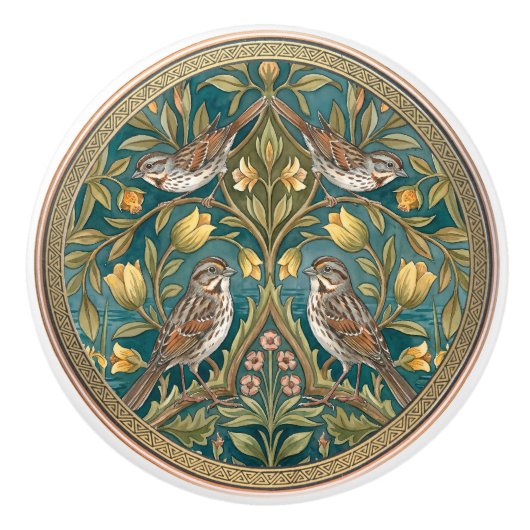 Song Sparrows Bird Ceramic Pull Knob Keramische Knop (Voorkant)