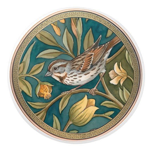 Song Sparrows Bird Ceramic Pull Knob Keramische Knop (Voorkant)