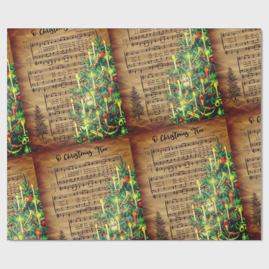 Song Tree-kerstpapier Cadeaupapier (Vlak)