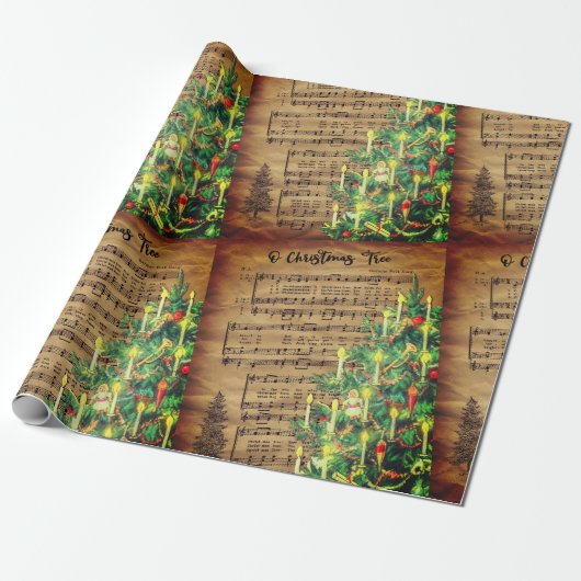Song Tree-kerstpapier Cadeaupapier (Uitgerold)