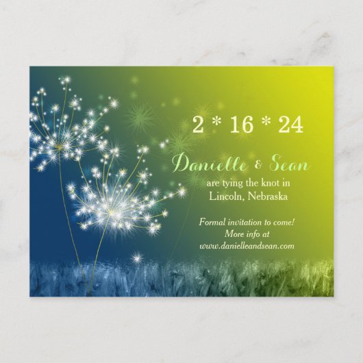 Song van Dandelions Wedding Save the Date Aankondigingskaart (Voorkant)
