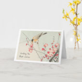 Song Vogel Japans Roze Bloesem Groet Kaart (Gele Bloem)