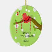 Songbird Baby's eerste Kerstmis Keramisch Ornament (Rechts)