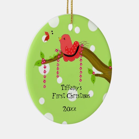 Songbird Baby's eerste Kerstmis Keramisch Ornament (Rechts)