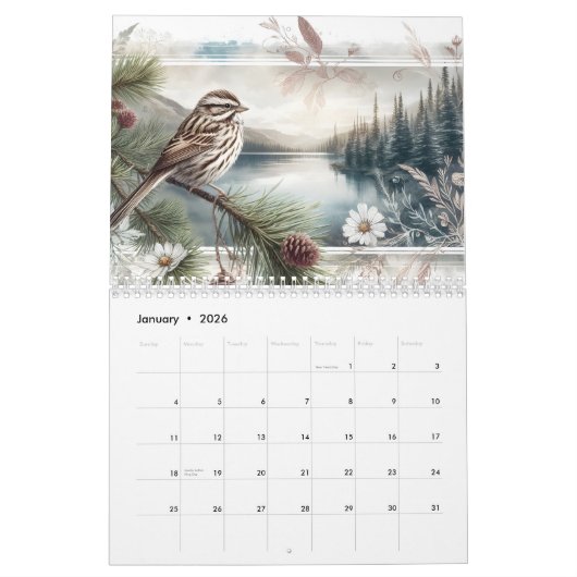 Songbird Country Waterverf Style Calendar Kalender (Jan 2026)