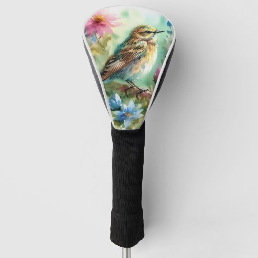 Songbird Melody sierlijke vogel & bloemen eleganti Golfheadcover (Voorkant)