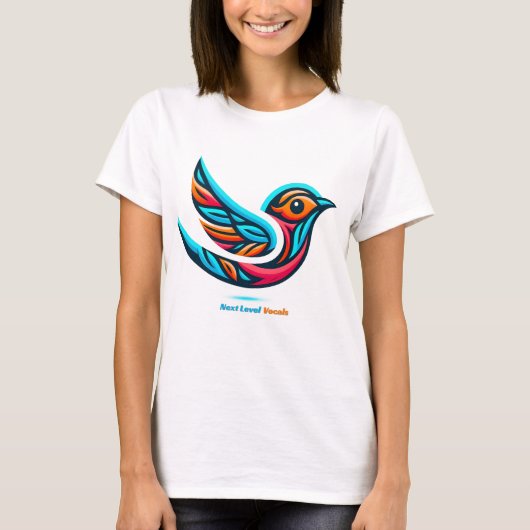 Songbird Nightingale met tekst Next Level Vocals T-shirt (Voorkant)