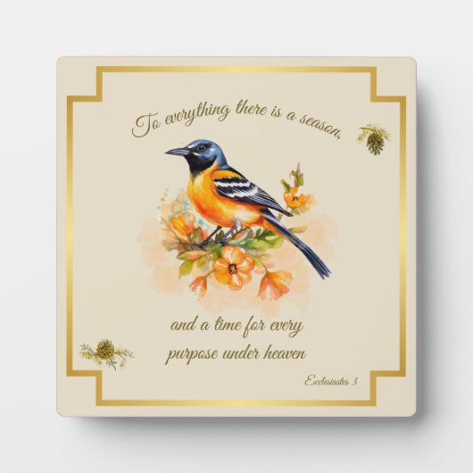 Songbird Oriole Plaque Ecclesiastes 3 Fotoplaat (Voorkant)
