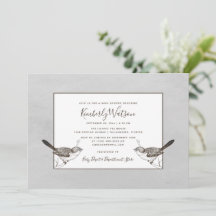 Songbird Pair Baby shower | Grijze uitnodiging