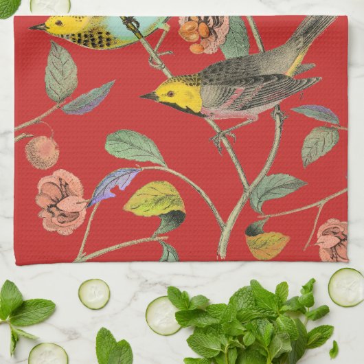 Songbird Red Theedoek (Gevouwen)