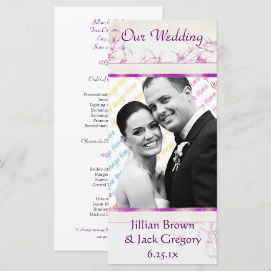 Songbird Shabby Chic Trouwprogramma Programmakaart (Voorkant / Achterkant)