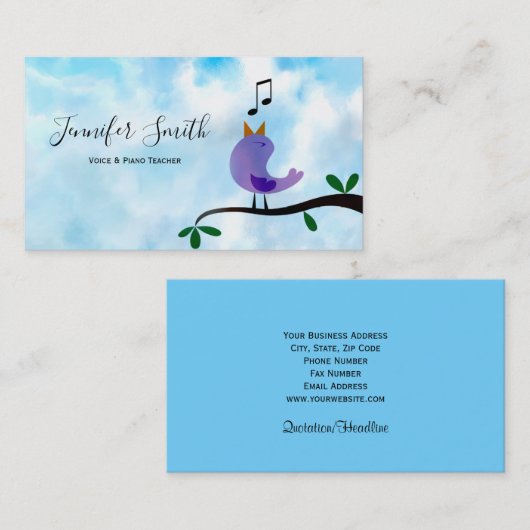 Songbird Teacher's Visitekaartje (Voorkant / Achterkant)