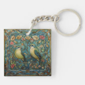 Songbirds in Love Romantische Art Nouveau Design Sleutelhanger (Achterkant)