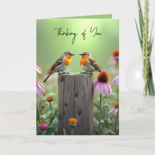Songbirds On A Fence Post Denken aan jou Kaart