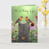 Songbirds On A Fence Post Denken aan jou Kaart (Gele Bloem)