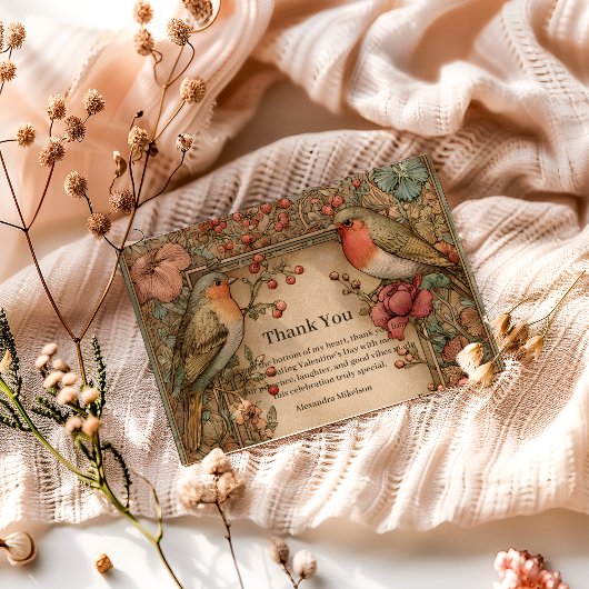 Songbirds & Roses Valentine Party Bedankkaart