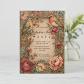 Songbirds & Roses Valentine Party Kaart (Staand voorkant)