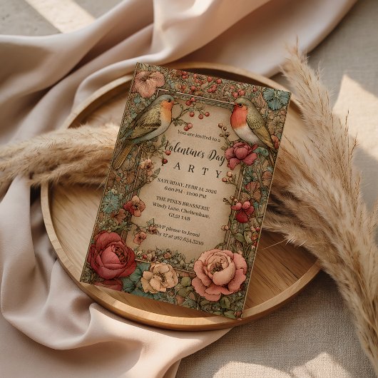 Songbirds & Roses Valentine Party Kaart