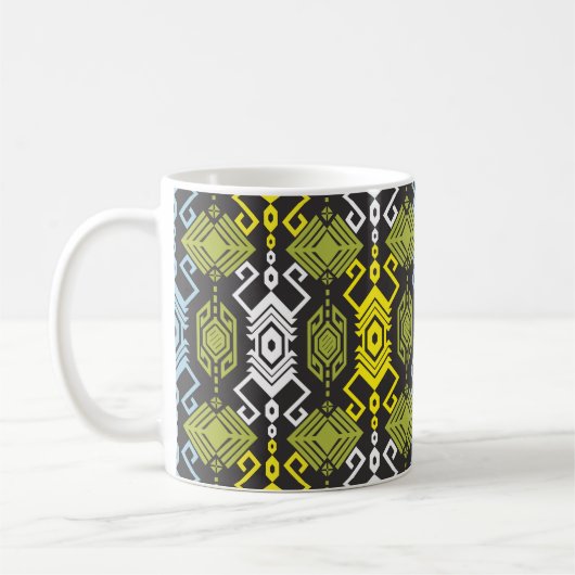Songket Tenun Geometric Seamless Pattern met Crea Koffiemok (Links)