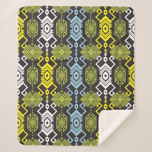 Songket Tenun Geometric Seamless Pattern met Crea Sherpa Deken (Voorkant)