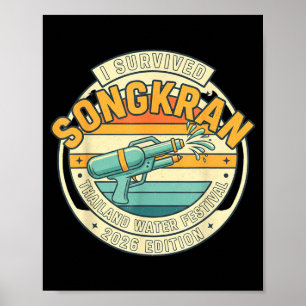 Songkran 2026 Overlever Funny Thais Nieuw Jaar  Poster