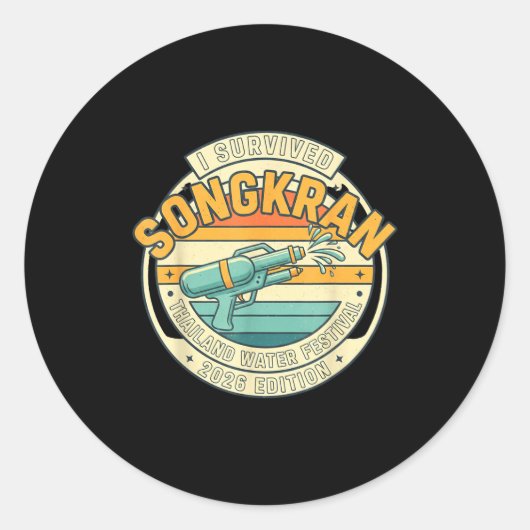 Songkran 2026 Survivor Funny Thai New Year  Ronde Sticker (Voorkant)