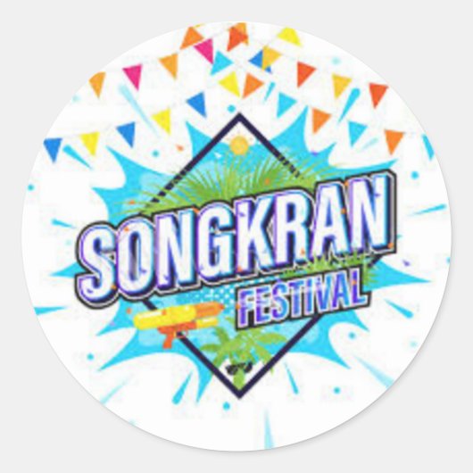 Songkran Festival Classic Ronde Sticker (Voorkant)